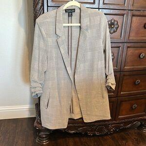 Rachel Zoe Tan Blazer with Textured Fabric and Open Front
